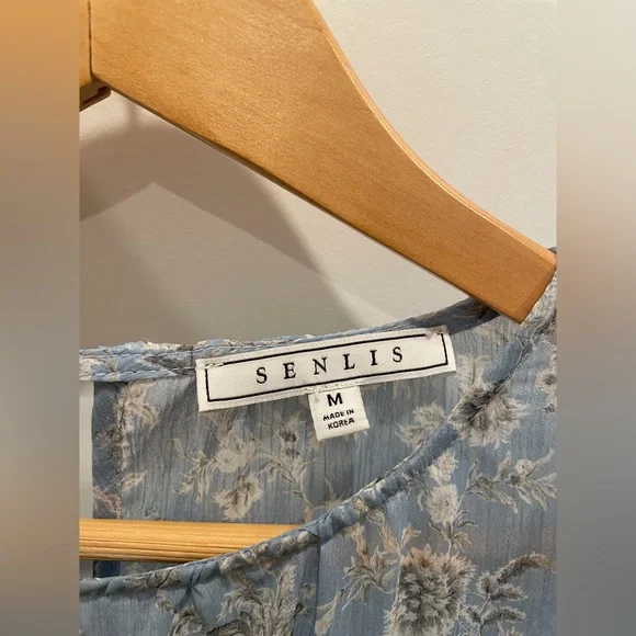 SENLIS Blue Long Sleeve Dress Sz M - Picture 3 of 7